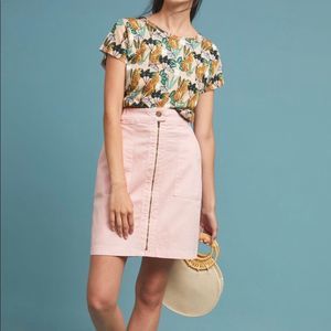 Anthropologie Amadi Zip front Pink Pencil Skirt Size XL